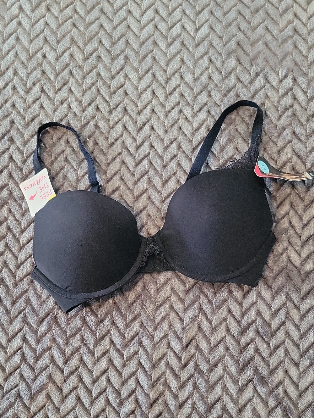 Lily of France Black Lace-Trim T-Shirt Bra